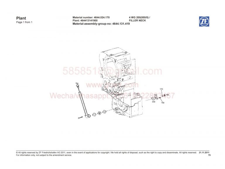 ZF WG200 WG180 gearbox parts 4644 231 086 oil dipstick ZF.4644231086